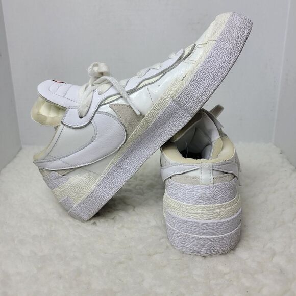 Nike Blazer × Sacai Men's Sneaker Size 10 Low Top Patent Leather DM6443-100 Shoe - Picture 5 of 11